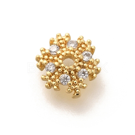 Rack Plating Brass Micro Pave Clear Cubic Zirconia Bead Caps KK-H508-22A-G-1