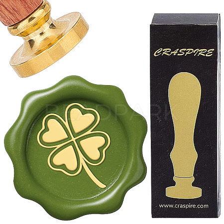 Brass Wax Seal Stamps with Wood Handle AJEW-WH0412-0148-1