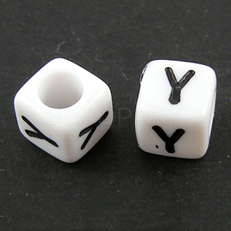 Letter Acrylic European Large Hole Beads OPDL-R050-10mm-Y-1