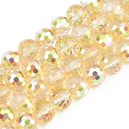 Electroplate Transparent Glass Beads Strands EGLA-N002-31-C04-1