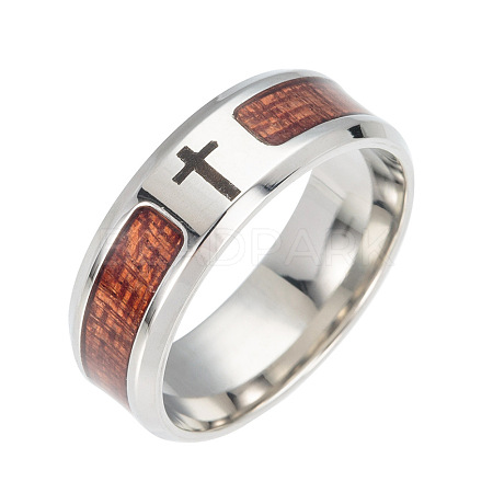 Stainless Steel Wide Band Finger Rings RJEW-T005-10-11-1