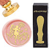 Brass Wax Seal Stamps with Wood Handle AJEW-WH0412-0160-1
