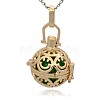 Golden Tone Brass Hollow Round Cage Pendants KK-J216-13G-1