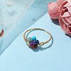Flower Natural Gemstone Finger Rings RJEW-JR00713-02-2