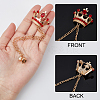 AHADEMAKER 3Pcs 3 Colors Rhinestone Crown with Hanging Safety Chains Brooch JEWB-GA0001-13-6