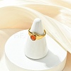 Natural Gemstone Sun 304 Stainless Steel Cuff Open Rings for Women RJEW-JR01065-2