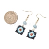 Handmade Glass Seed Beaded Window Lattice Pattern Dangle Earrings EJEW-MZ00560-03-4