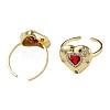 Cubic Zirconia Heart Open Cuff Ring RJEW-N035-127A-3