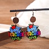 Teachers' Day Printed Wooden Dangle Earrings for Teachers FS-WG20E88-06-1
