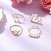 Round Natural Cultured Freshwater Pearl Finger Rings RJEW-JR00856-1