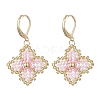 Handmade Glass Seed Beads Flower Leverback Earrings EJEW-MZ00578-03-2