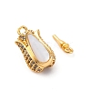 Brass & Clear Cubic Zirconia & Black Lip Shell Epoxy Resin Box Clasps KK-P291-35G-2