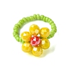 4Pcs 4 Colors Flower Glass Beads Stretch Rings Sets for Women RJEW-TA00141-3