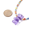 Acrylic Bear & Glass Seed Beaded Necklace for Women NJEW-JN03930-5