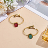 2Pcs 2 Colors Stainless Steel with Synthesis Gemstone Adjustable Cuff Rings RJEW-GO0001-27A-4