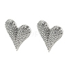 Heart Shape Brass Micro Pave Clear Cubic Zirconia Stud Earrings EJEW-Q785-13P-1