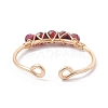Copper Wire Wrapped Natural Garnet Open Ring RJEW-JR00630-04-4