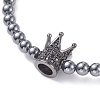3Pcs 3 Style Round Synthetic Black Stone & Hematite Beaded Stretch Bracelets Set BJEW-JB07688-02-7