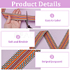 5 Yards Polyester Striped Jacquard Ribbon OCOR-WH0078-287B-4
