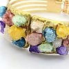 Colorful Alloy Electroplate Agate Crystal Bangles BJEW-P018-01-3