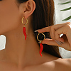 Vintage Stainless Steel Red Chili Hoop Earrings FZ6650-2