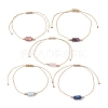 Natural Mixed Gemstone Column Braided Bead Bracelet BJEW-JB09762-1