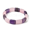 Natural Amethyst & Rose Quartz Bead Stretch Bracelets for Women Men BJEW-C097-02A-17-2