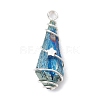 Electroplated Natural Quartz Crystal Dyed Copper Wire Wrapped Pendants PALLOY-JF02327-05-3