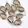 Silver Color Plated Brass Glass Teardrop Links connectors GLAA-J010A-S-2