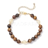 Natural Tiger Eye & Citrine Beaded Bracelets for Women BJEW-JB12239-02-2