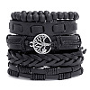5Pcs 5 Style PU Leather Cord Bracelets Set PW-WG34135-01-1