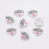 Silver Color Plated Heart with Breast Cancer Pink Awareness Ribbon Alloy Affirmation Message Enamel Pendants X-ENAM-C1497-12-1