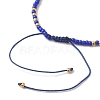 Bohemian Style Natural Lapis Lazuli & Glass Braided Bead Bracelet BJEW-JB10136-04-4