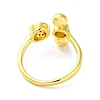 Round Brass Rhinestone Open Cuff Rings for Women RJEW-P112-02A-G-3