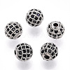 Rack Plating Brass Cubic Zirconia Beads X-ZIRC-S001-8mm-B03-1