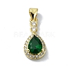 Rack Plating Real 18K Gold Plated Brass Micro Pave Cubic Zirconia Pendants KK-B084-07G-2