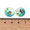 Ocean Printed Natural Freshwater Shell Flat Round Beads SHEL-A006-13H-3
