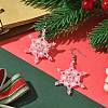 Christmas Snowflake Glass Seed Braided Dangle Earrings EJEW-MZ00236-03-2