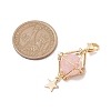 Natural Rose Quartz Brass Pendant Decorations HJEW-JM01817-01-3