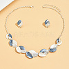 3 Tone Leaf Alloy Enamel Bib Necklace & Stud Earring FS-WG7DDB7-01-2