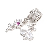 Spring Brass Pave Clear & Deep Pink Cubic Zirconia Pendants KK-H268-13B-P-2
