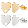 Beebeecraft 40Pcs 2 Colors 304 Stainless Steel Heart Stud Earring Findings STAS-BBC0002-37-1