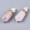 Faceted Natural Rose Quartz Pendants G-T131-15H-2