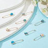 ARRICRAFT 8Pcs 4 Colors Alloy & Glass Safety Pins AJEW-AR0001-62-4