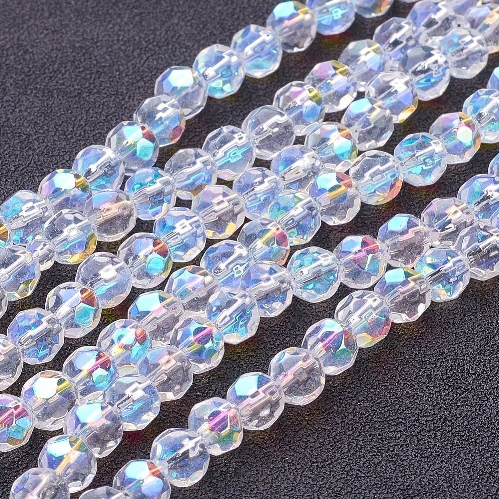 13 inch Handmade Glass Faceted Round Beads - Beadpark.com