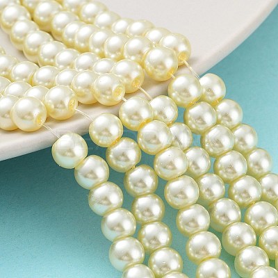 Baking Paint Pearlized Glass Pearl Round Bead Strands X-HY-Q003-6mm-21-1