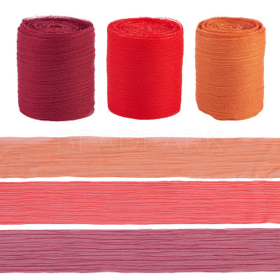 3 Rolls 3 Colors Wrinkle Polyester Ribbon OCOR-TA0002-98D-1