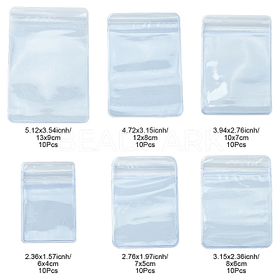 60Pcs 6 Styles Rectangle PVC Resealable Packaging Bags OPP-FS0001-17-1