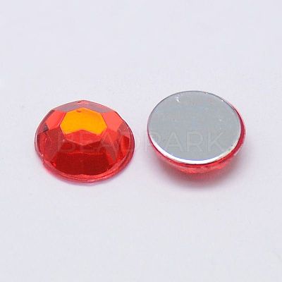 Faceted Half Round/Dome Acrylic Rhinestone Flat Back Cabochons X-GACR-YPO12MM-M-1