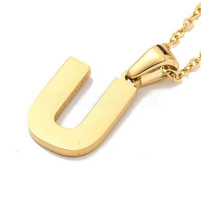 Ion Plating(IP) Initial Letter 304 Stainless Steel Pendant Necklaces NJEW-M199-01G-U-1